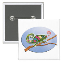 Colourful Chameleon Button