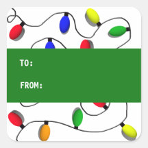 Colourful Christmas Tree Lights Square Sticker