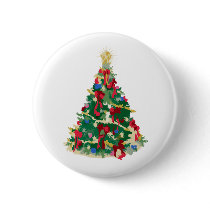 Colourful Christmas Tree: Vector Art: Pinback Button