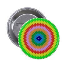 Colourful Circles Gears Bulls Eye Pattern Gifts Buttons