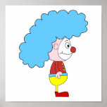 Colourful Clown Cartoon. Blue Hair. Custom posters