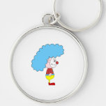 Colourful Clown Cartoon. Blue Hair. Key Chains