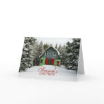 Colourful Country Barn Christmas Greeting Card