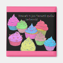 Colourful Cupcakes Magnet ~ Stressed is Desserts