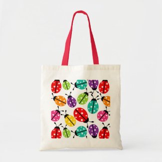 Colourful Cute Lady Bug Seamless Pattern Budget Tote Bag