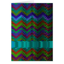 Colourful damask chevron card