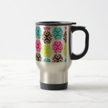 Colourful damask floral girly cute flower pattern mugs