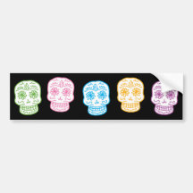 Colourful Day of the Dead Skulls Bumper Stickers