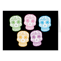 Colourful Day of the Dead Skulls Greeting Card