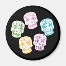 Colourful Day of the Dead Skulls Refrigerator Magnets