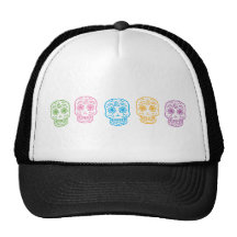 Colourful Day of the Dead Skulls Mesh Hats