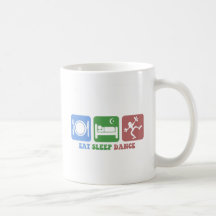 Colourful eat sleep dance mugs