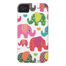 Colourful elephant kids pattern iphone case Case-Mate iPhone 4 case