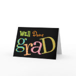 Colourful excitement well done grad congratulation cards