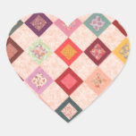 Colourful Fabrics Pattern Heart Sticker