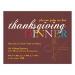 Colourful fall brown Thanksgiving dinner fork knif Personalized Invite