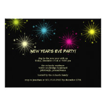 Colourful Fireworks New Year's Eve Party Invitatio