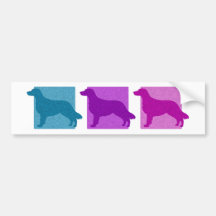 Colourful Flat-Coated Retriever Silhouettes Bumper Stickers
