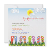 Colourful Flip Flops Fun In The Sun Birthday Invit