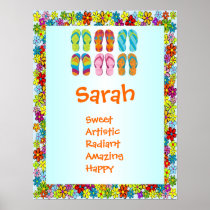 Colourful Flip Flops Name Art Print Wall Poster