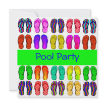 Colourful Flip Flops Pool Party Invitation