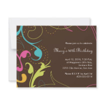 Colourful Flourishes Invitation - small brown