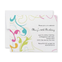 Colourful Flourishes Invitation - small white