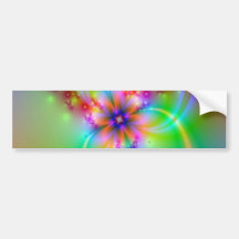 Colourful Flower With Ribbons Bumper Stickers