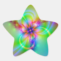 Colourful Flower With Ribbons Star Stickers