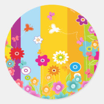 Colourful Flowers butterflies and bars Stickers