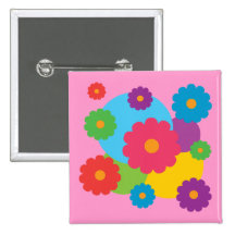 Colourful Flowers Buttons