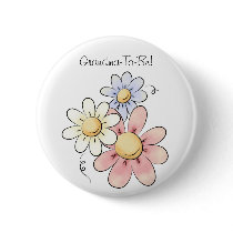 Colourful Flowers Grandmother Button