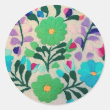 Colourful Flowers Pattern Round Sticker