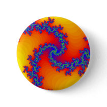 Colourful Fractal Spiral: Pinback Buttons