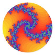 Colourful Fractal Spiral: Round Stickers