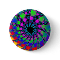 Colourful Fractal Spirals: Pinback Buttons