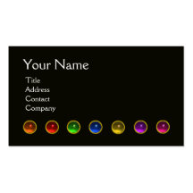COLOURFUL GEM STONES BLACK  WHITE RED MONOGRAM, BUSINESS CARD TEMPLATE