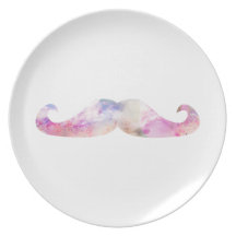 Colourful gentelman moustaches hipsters dinner plates