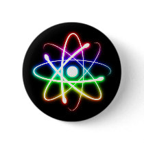 Colourful Glowing Atom - Button