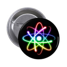 Colourful Glowing Atom - Button