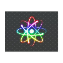 Colourful Glowing Atom - Greetings Postcard