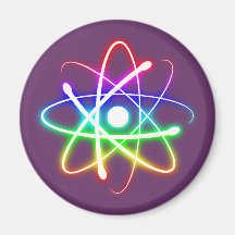 Colourful Glowing Atom - magnet