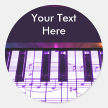 Colourful Grand Piano Keyboard and Music Notes Stickers