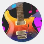 Colourful Guitar - Rock On! Round Stickers