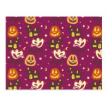 Colourful Halloween Pattern Postcard