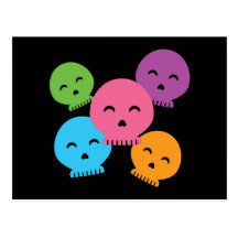 Colourful Happy Skulls Postcard
