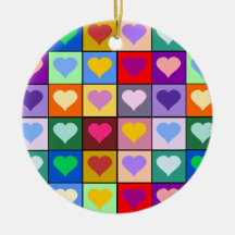 Colourful Heart Squares Christmas Tree Ornaments
