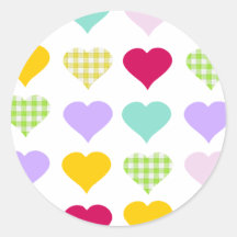 Colourful Hearts Round Sticker
