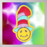 Colourful Hippie Smiley Face Poster Print