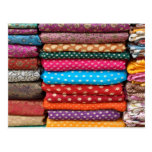Colourful Indian Asian Sari Fabric Postcard